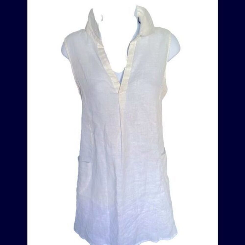 Sigrid Olsen Linen Tunic Top - M white linen